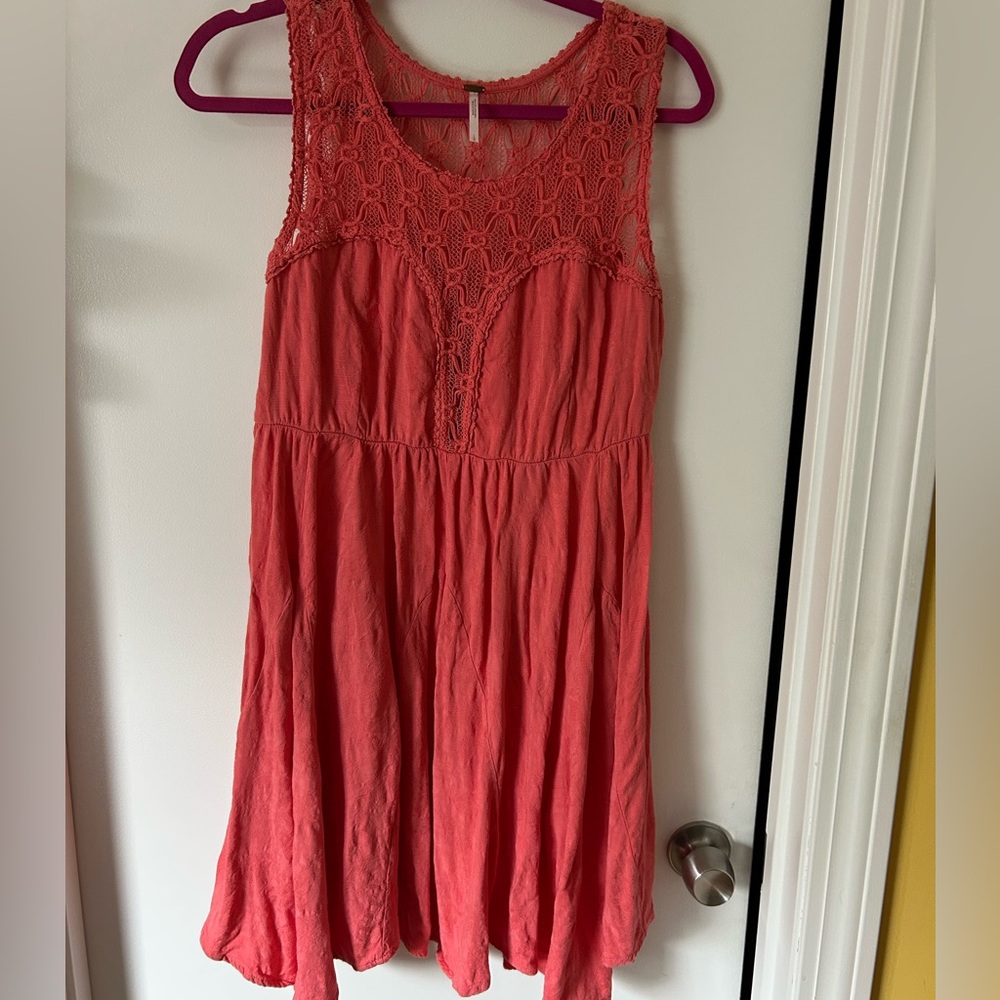 Free people Coral Sleeveless Dress with crochet detail